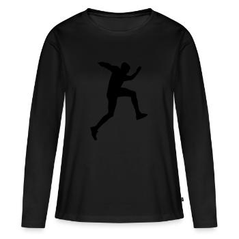 laufen springen - Frauen Premium Bio Langarmshirt - Schwarz - Vorne - Julia (174cm)