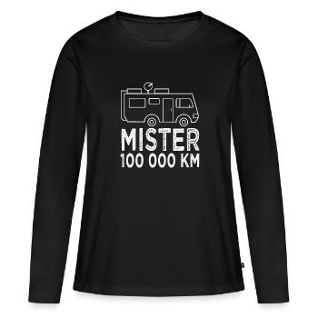 Camping Monsieur 100 000 km cadeau camping car - T-shirt manches longues Premium bio Femme - noir - Devant - Julia (174cm)