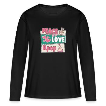 Design coréen amusant - Un incontournable pour la K-Pop - T-shirt manches longues Premium bio Femme - noir - Devant - Julia (174cm)