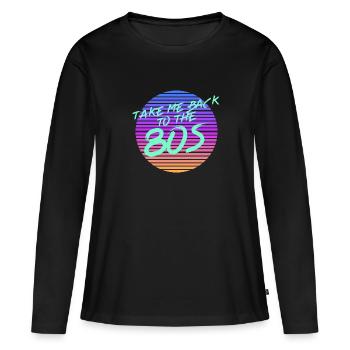 Retour dans les années 80 - T-shirt manches longues Premium bio Femme - noir - Devant - Julia (174cm)