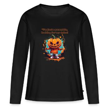 « Je ne suis qu’une citrouille à la recherche de mon épice! » - T-shirt manches longues Premium bio Femme - noir - Devant - Julia (174cm)