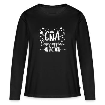 CNA Nursing Quotes Certified Nurse Assistant Gifts - Frauen Premium Bio Langarmshirt - Schwarz - Vorne - Julia (174cm)