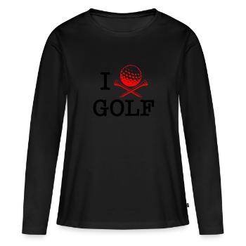 I love GOLF - Women's Premium Organic Long Sleeve Shirt - black - Front - Julia (174cm)