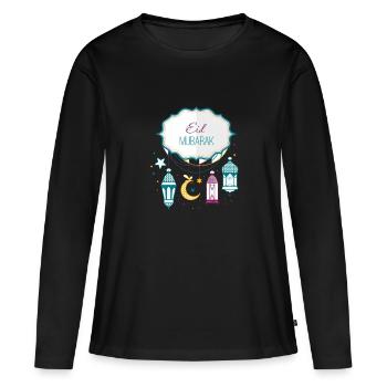 Eid Mubarak - Frauen Premium Bio Langarmshirt - Schwarz - Vorne - Julia (174cm)