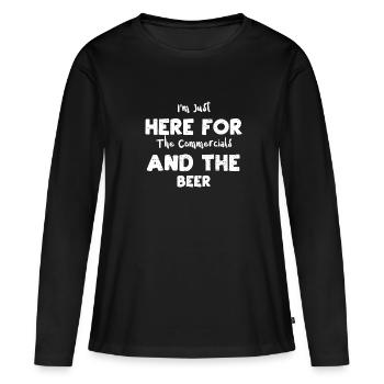 Je suis juste là pour la publicité... - T-shirt manches longues Premium bio Femme - noir - Devant - Julia (174cm)