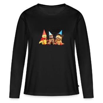 Pittiplatsch - Jetzt wird gefeiert! - Frauen Premium Bio Langarmshirt - Schwarz - Vorne - Julia (174cm)