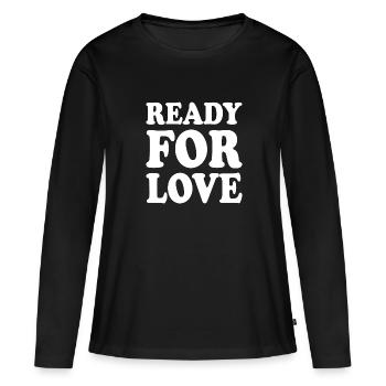 Ready for love - Frauen Premium Bio Langarmshirt - Schwarz - Vorne - Julia (174cm)