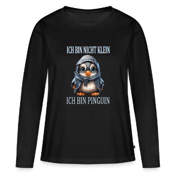Kleiner süßer Pinguin Lustiger Spruch - Frauen Premium Bio Langarmshirt - Schwarz - Vorne - Julia (174cm)