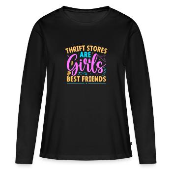 Thrift Shopper Are Girls Best Friends Thrift Store - Women's Premium Organic Long Sleeve Shirt - black - Front - Julia (174cm)