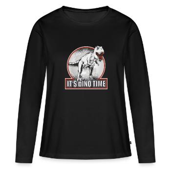 Dinosaurier T-Rex Its dino time - Frauen Premium Bio Langarmshirt - Schwarz - Vorne - Julia (174cm)