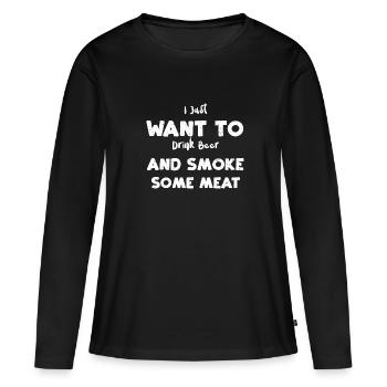 Je veux juste boire de la bière et du sm... - T-shirt manches longues Premium bio Femme - noir - Devant - Julia (174cm)