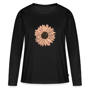 Fleur fleur pastel fleurs fleurs pastel - T-shirt manches longues Premium bio Femme - noir - Devant - Julia (174cm)