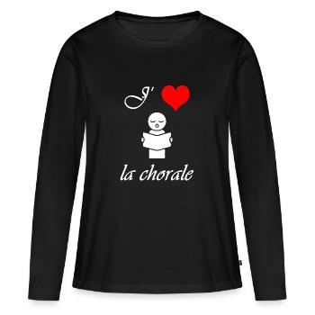 J'AIME LA CHORALE - T-shirt manches longues Premium bio Femme - noir - Devant - Julia (174cm)