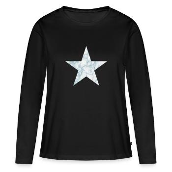 Étoile de marbre bleu et blanc - T-shirt manches longues Premium bio Femme - noir - Devant - Julia (174cm)