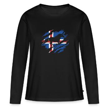 Isländer - Frauen Premium Bio Langarmshirt - Schwarz - Vorne - Julia (174cm)