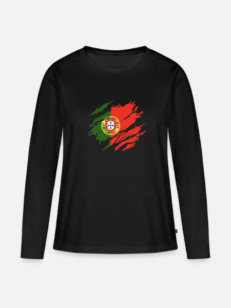 Portugal - Frauen Premium Bio Langarmshirt - Schwarz