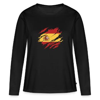 Spanien - Frauen Premium Bio Langarmshirt - Schwarz - Vorne - Julia (174cm)