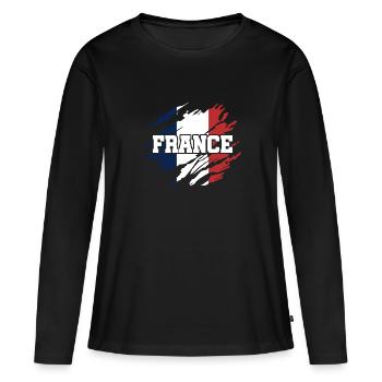 France - T-shirt manches longues Premium bio Femme - noir - Devant - Julia (174cm)