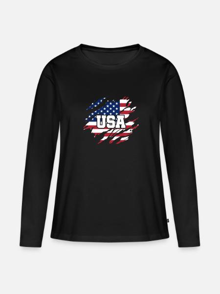 Amerika Patriot - Frauen Premium Bio Langarmshirt - Schwarz
