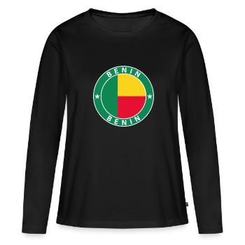 Bénin - T-shirt manches longues Premium bio Femme - noir - Devant - Julia (174cm)