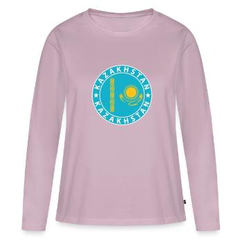Kazakhstan - T-shirt manches longues Premium bio Femme - rose poudré - Devant - Julia (174cm)