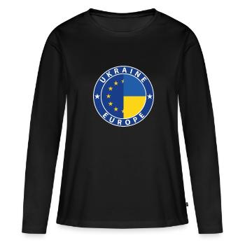 Ukraine EU - Frauen Premium Bio Langarmshirt - Schwarz - Vorne - Julia (174cm)