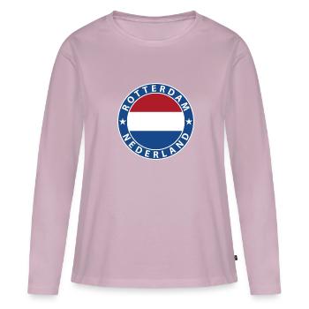 Rotterdam - T-shirt manches longues Premium bio Femme - rose poudré - Devant - Julia (174cm)