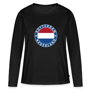 Rotterdam - T-shirt manches longues Premium bio Femme - noir - Devant - Julia (174cm)