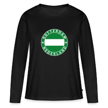 Rotterdam - T-shirt manches longues Premium bio Femme - noir - Devant - Julia (174cm)