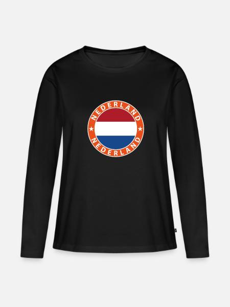 Niederlande - Frauen Premium Bio Langarmshirt - Schwarz