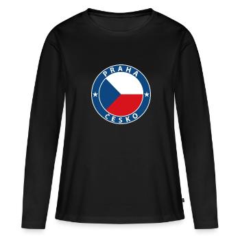 Prague - T-shirt manches longues Premium bio Femme - noir - Devant - Julia (174cm)