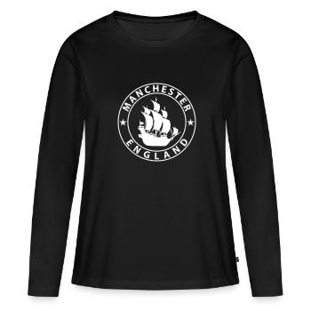 Manchester - T-shirt manches longues Premium bio Femme - noir - Devant - Julia (174cm)