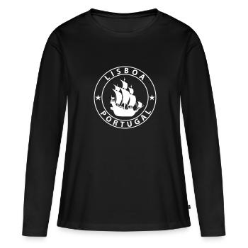 Lissabon - Frauen Premium Bio Langarmshirt - Schwarz - Vorne - Julia (174cm)