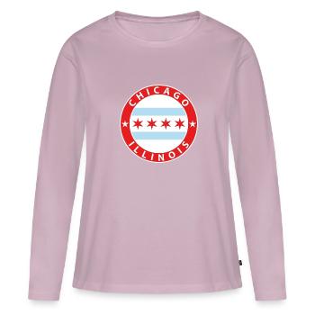 Chicago - T-shirt manches longues Premium bio Femme - rose poudré - Devant - Julia (174cm)