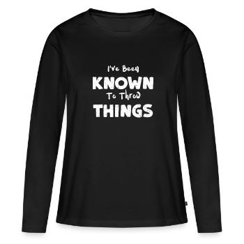 J’ai été connu pour lancer des choses - T-shirt manches longues Premium bio Femme - noir - Devant - Julia (174cm)