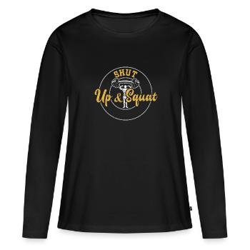 Shut Up & Squat - Gym - T-shirt manches longues Premium bio Femme - noir - Devant - Julia (174cm)