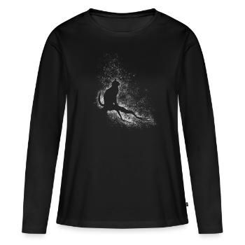 Cat and stars - Women's Premium Organic Long Sleeve Shirt - black - Front - Julia (174cm)
