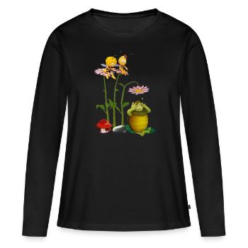 Biene Maja Kurt Ist Müde - Frauen Premium Bio Langarmshirt - Schwarz - Vorne - Julia (174cm)