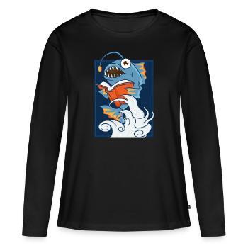 Lanterne lue - T-shirt manches longues Premium bio Femme - noir - Devant - Julia (174cm)