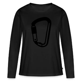 Kletterausrüstung Karabiner - Frauen Premium Bio Langarmshirt - Schwarz - Vorne - Julia (174cm)