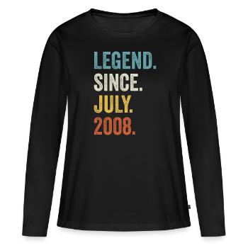 Légende depuis juillet 2008 14ème anniversaire - T-shirt manches longues Premium bio Femme - noir - Devant - Julia (174cm)