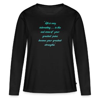 Interessantes Leben - Frauen Premium Bio Langarmshirt - Schwarz - Vorne - Julia (174cm)