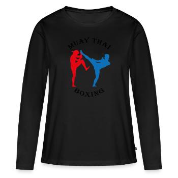 Muay Thai Boxe - T-shirt manches longues Premium bio Femme - noir - Devant - Julia (174cm)