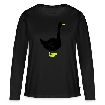gans - Frauen Premium Bio Langarmshirt - Schwarz - Vorne - Julia (174cm)