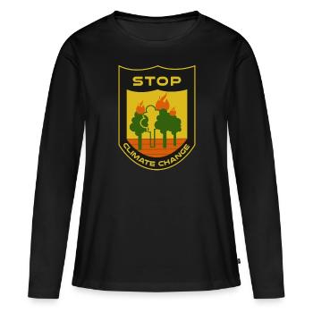 Stop - Frauen Premium Bio Langarmshirt - Schwarz - Vorne - Julia (174cm)