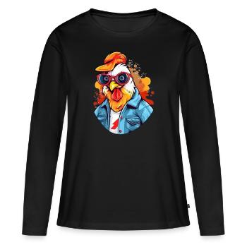 Zozo le coq - T-shirt manches longues Premium bio Femme - noir - Devant - Julia (174cm)