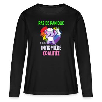infirmière koalifiée - T-shirt manches longues Premium bio Femme - noir - Devant - Julia (174cm)