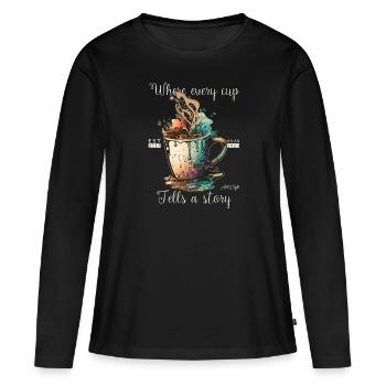 Exploding Coffee - Women's Premium Organic Long Sleeve Shirt - black - Front - Julia (174cm)