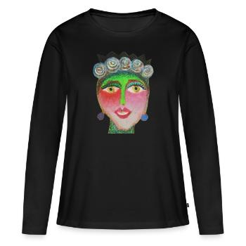 Mme Elisabeth - T-shirt manches longues Premium bio Femme - noir - Devant - Julia (174cm)