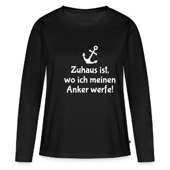 Je jette mon ancre à la maison - T-shirt manches longues Premium bio Femme - noir - Devant - Julia (174cm)